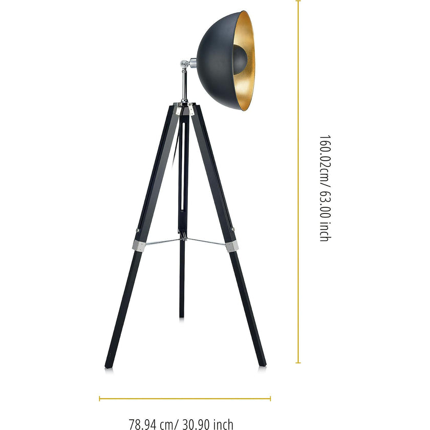 Fascino 63" Industrial Metal Tripod Floor Lamp with Dish Shade