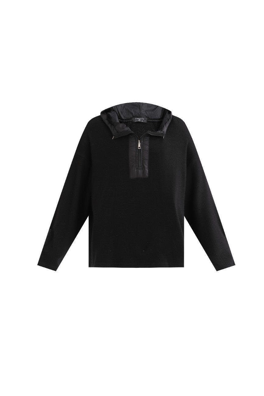 Black Ribbed Half-Zip Sweater
