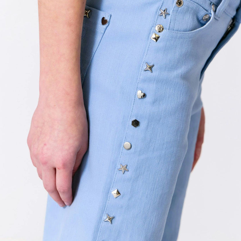 Girls Twill Stud Pant in Cloud Blue