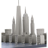 Chess Set Stainless Steel NEW YORK with Wood Map Board