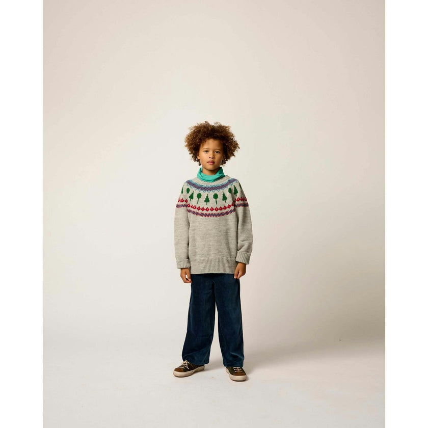 Recess Fair Isle Sweater in Heather Grey