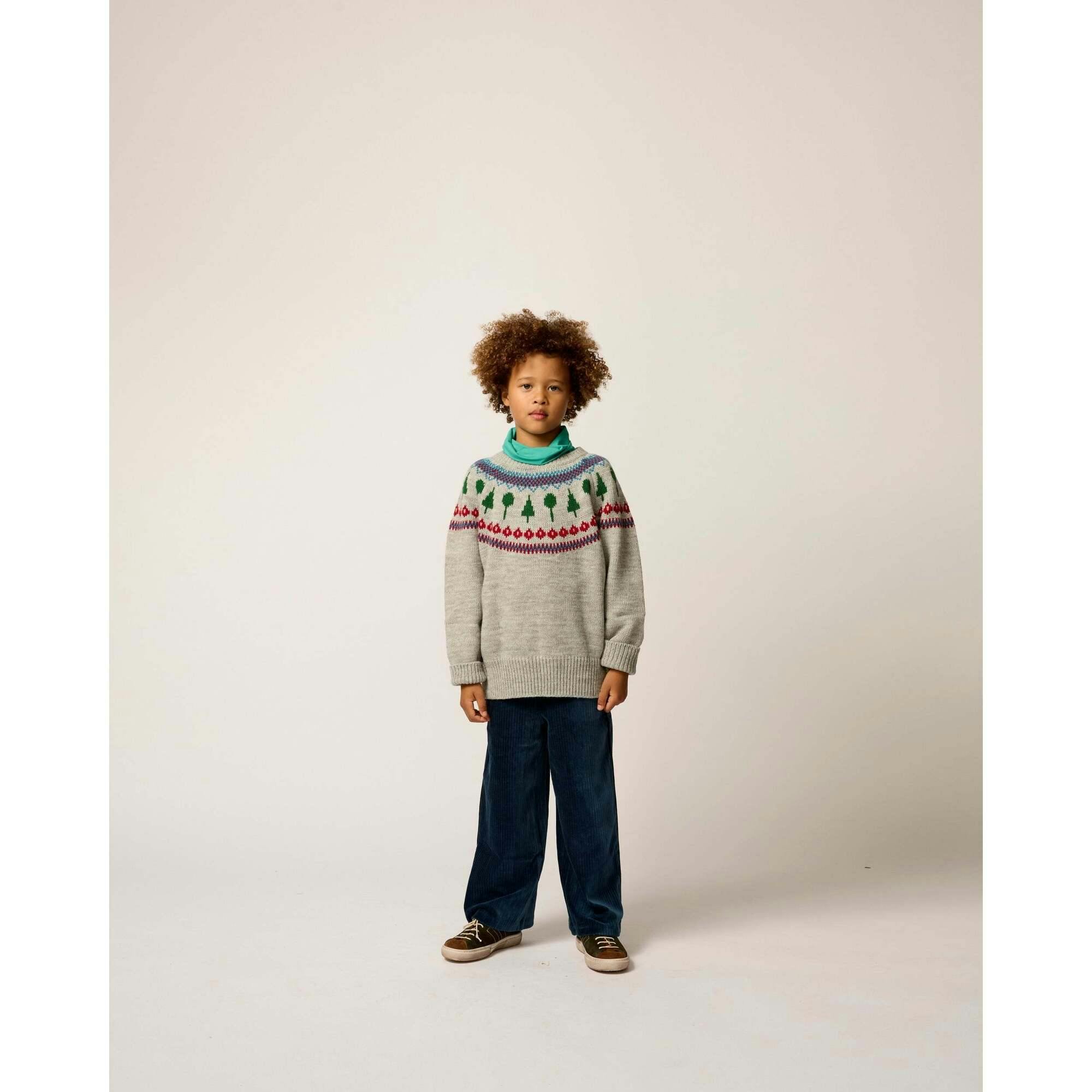 Recess Fair Isle Sweater in Heather Grey
