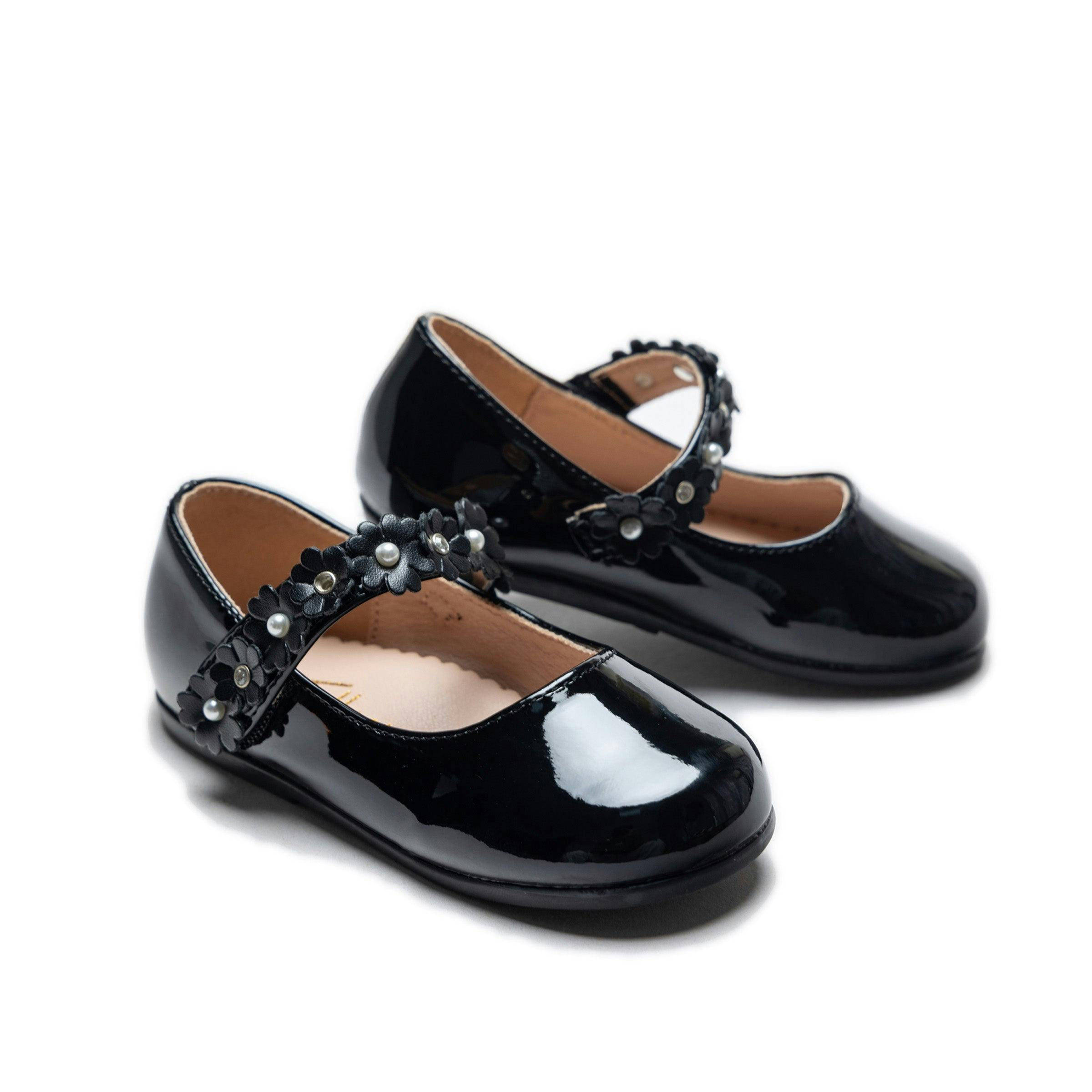 Black Amelia Floral Band Flats