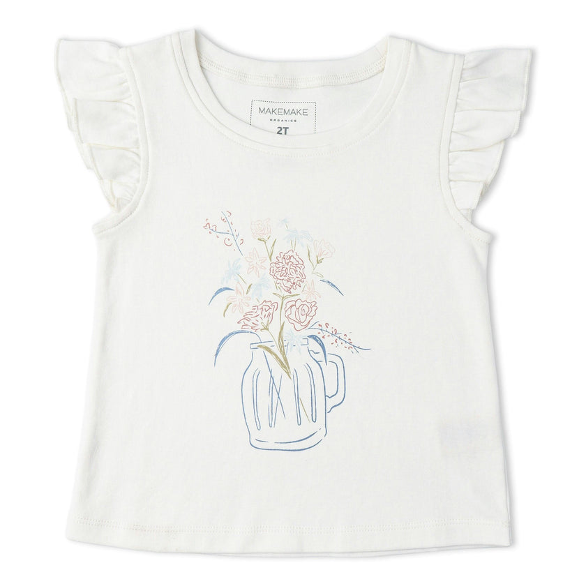 Organic Sleeveless Flutter Top & Shorts Set - Spring Floral