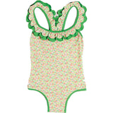 Annie Apple Print Ruffle Detail Swimsuit in Green (12mths- 10yrs)