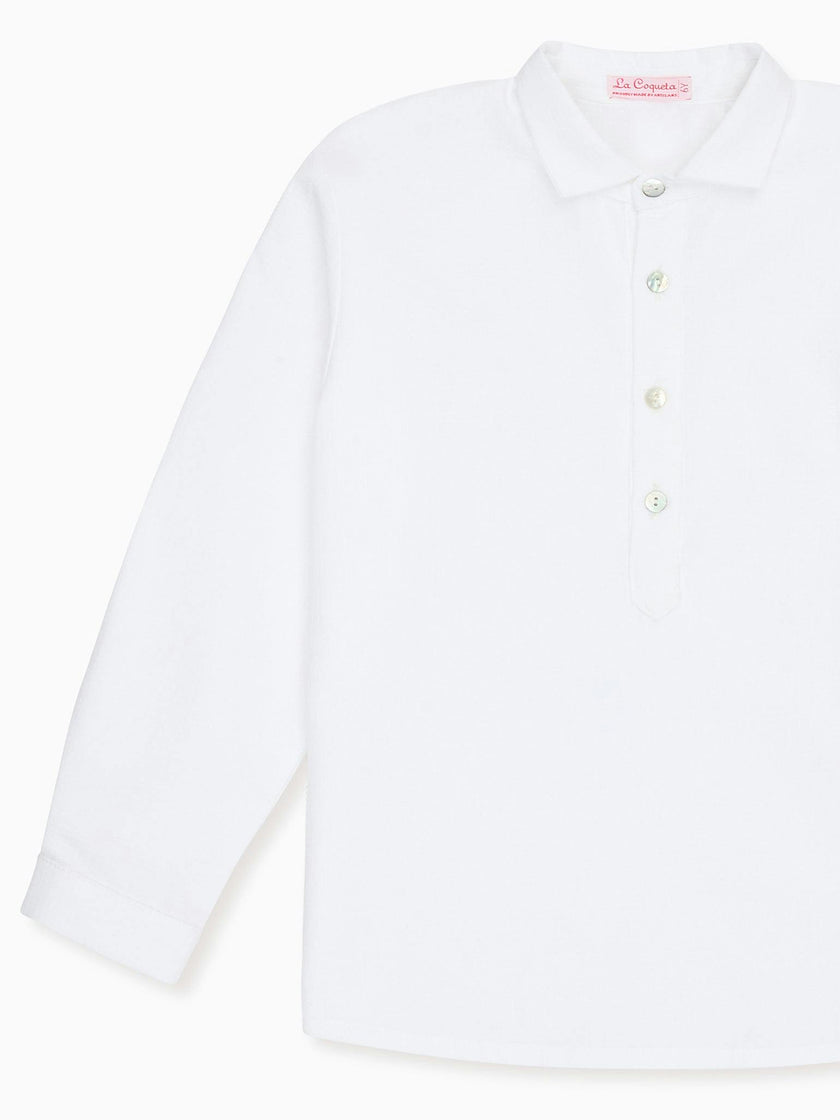 White Gingham Miguel Long Sleeve Boy Shirt