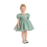Light Green Brixton Puff-Sleeve Party Dress