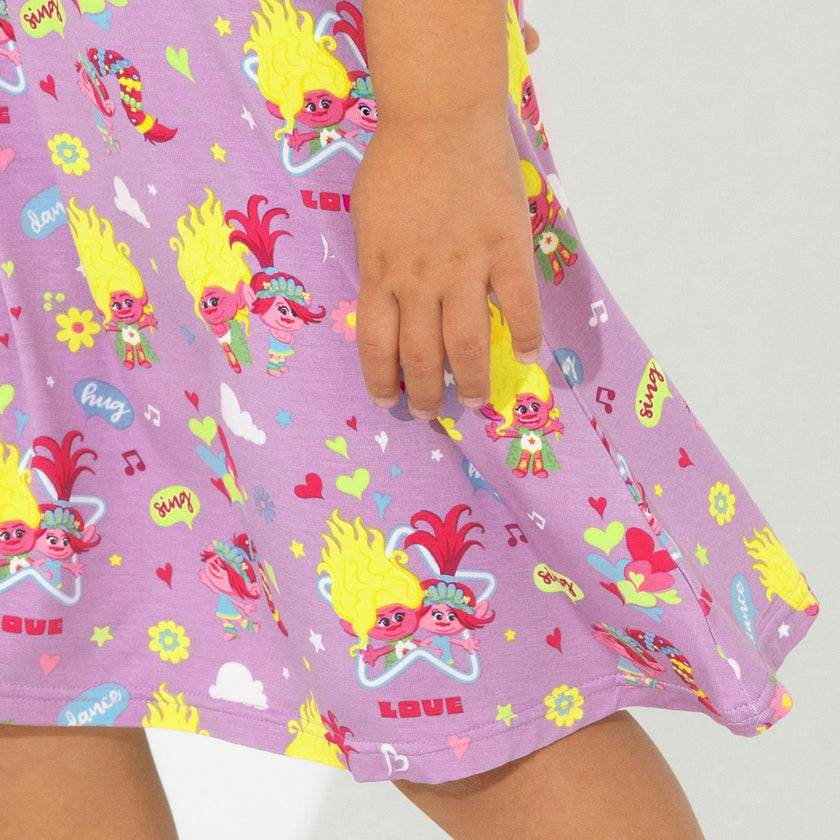 Trolls Harmony Valentine's Bamboo Girls' Short Sleeve Dress