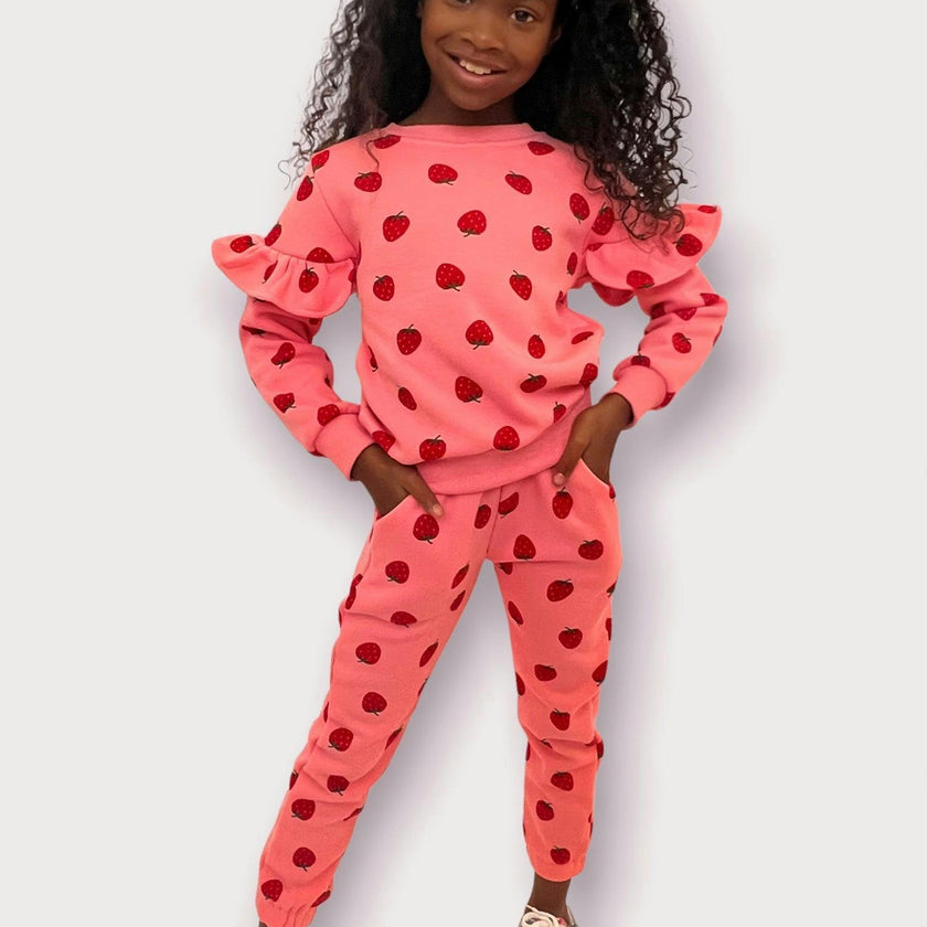 Strawberry Ruffle Joggers Set