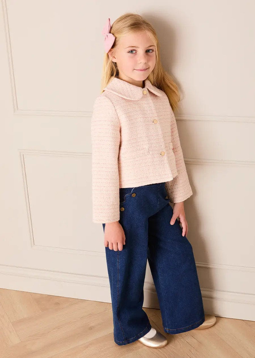 Scallop Detail Wide Leg Jeans in Blue Denim (2-12yrs)