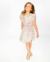 Viscose Dress Pink Printed Flowers