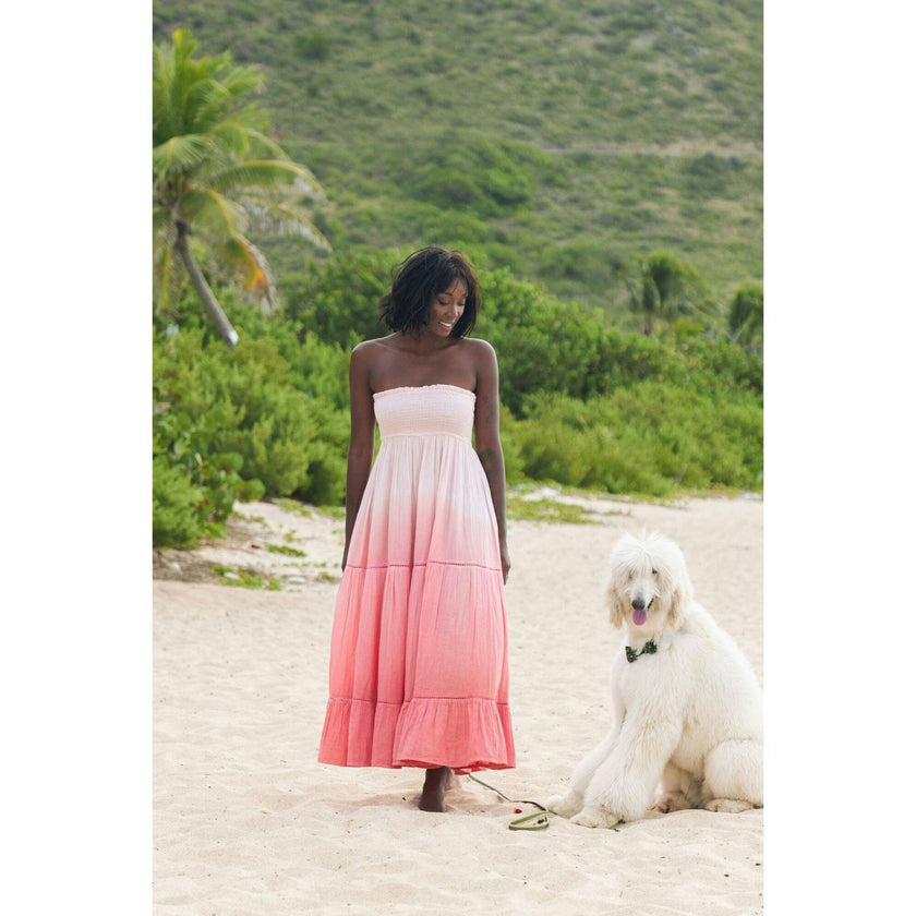 Fati Women's Strapless Maxi Dress Rose Ombre