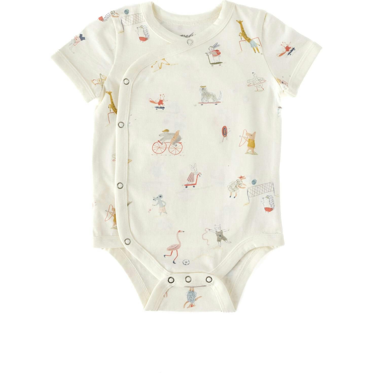 Short Sleeve Kimono Snap Onesie, Multi