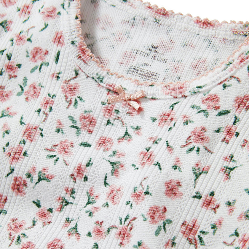 Kid's Pointelle Pajama Short Set in Pink Floral