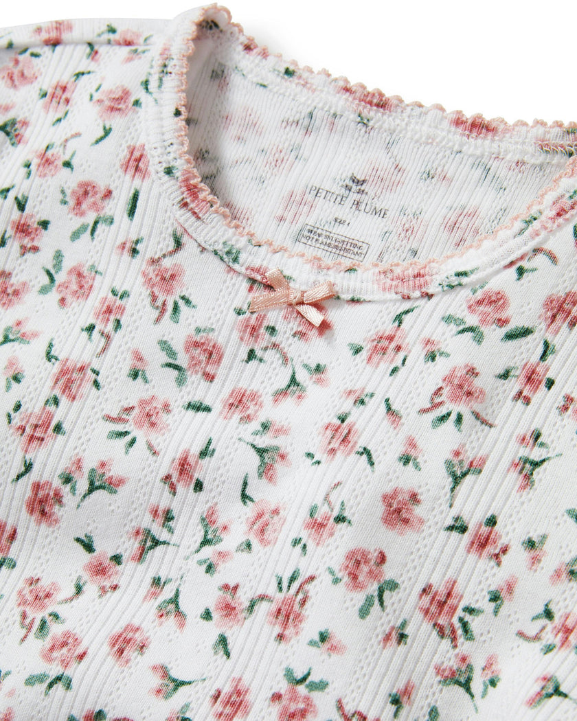 Kid's Pointelle Pajama Short Set in Pink Floral