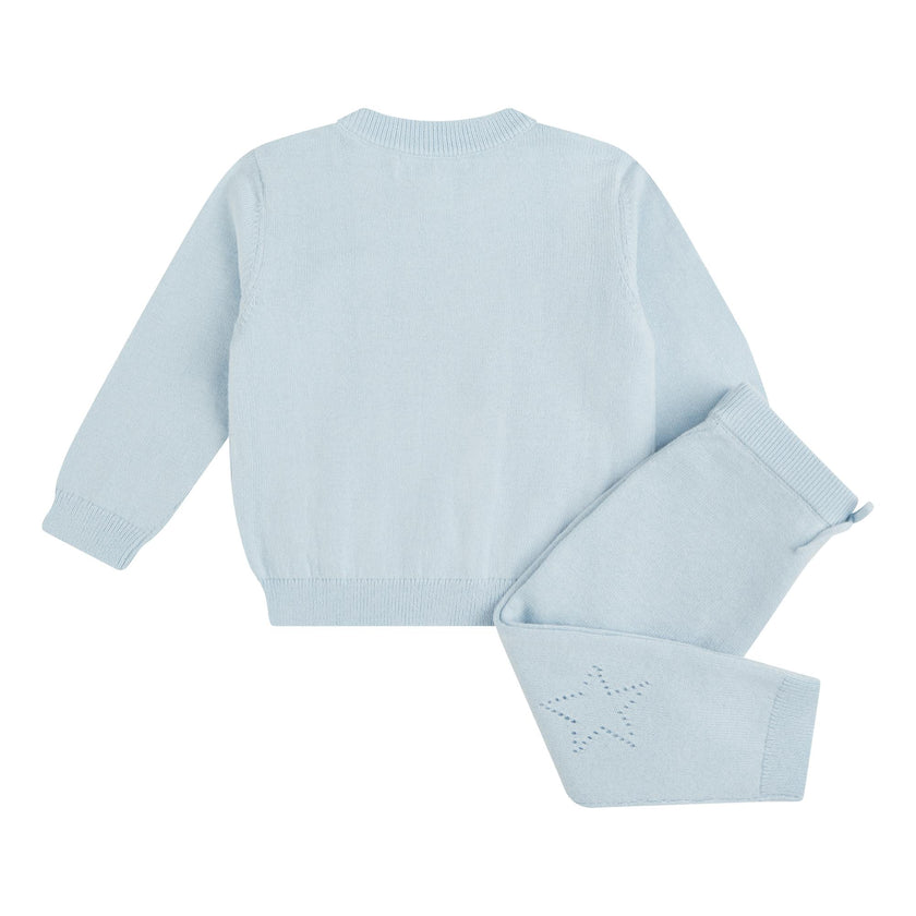 Pointelle Crown Crawler Set - Blue