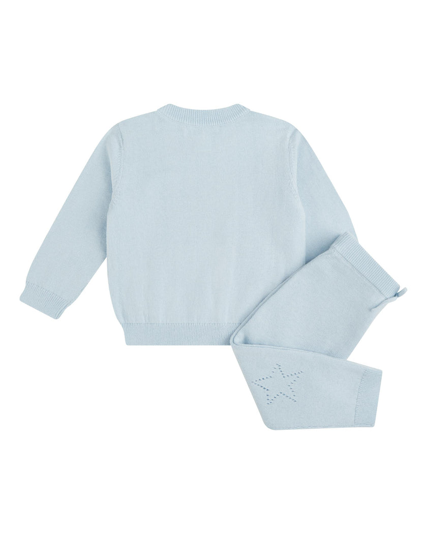 Pointelle Crown Crawler Set - Blue