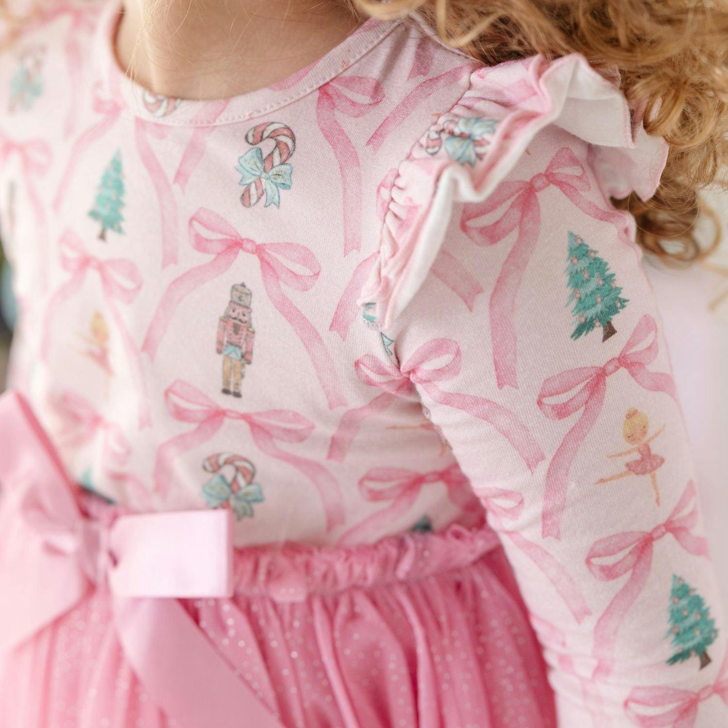 Nutcracker Trellis Christmas Long Sleeve Tutu Dress