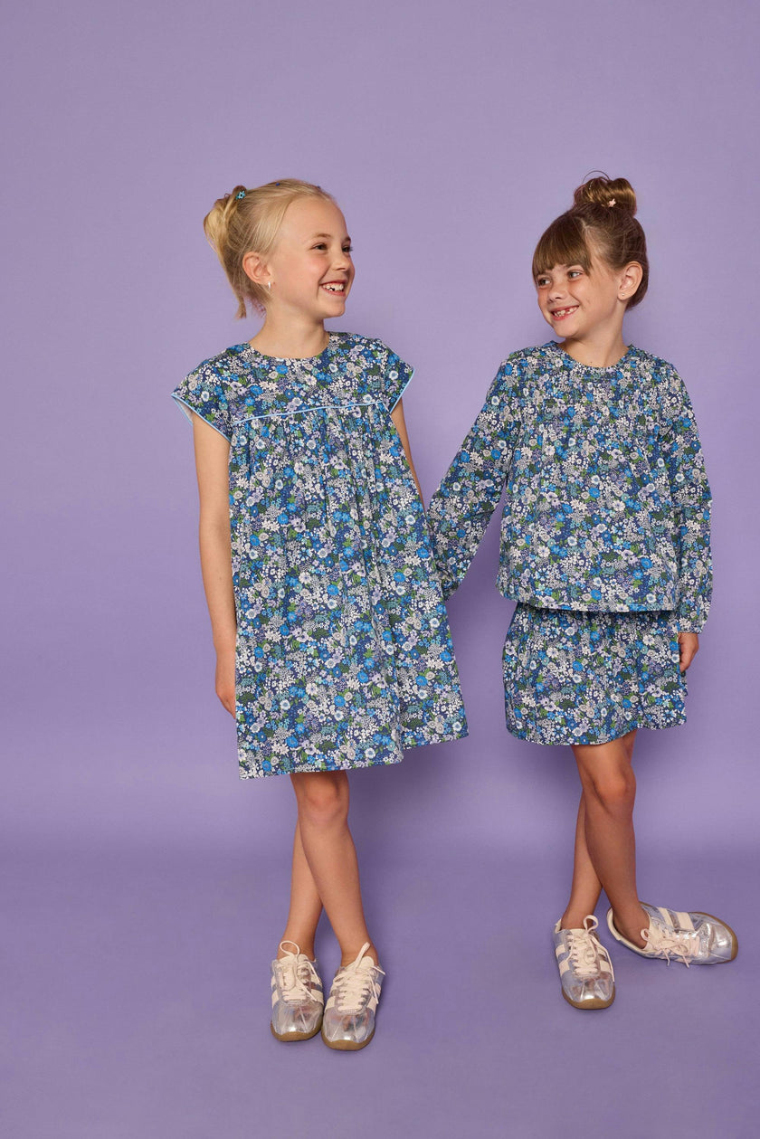 Charlotte Dress - Brookline Blossoms Blue