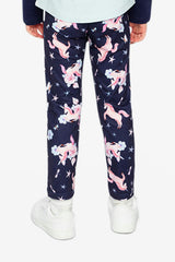 Printed Leggings Navy Unicorn Print
