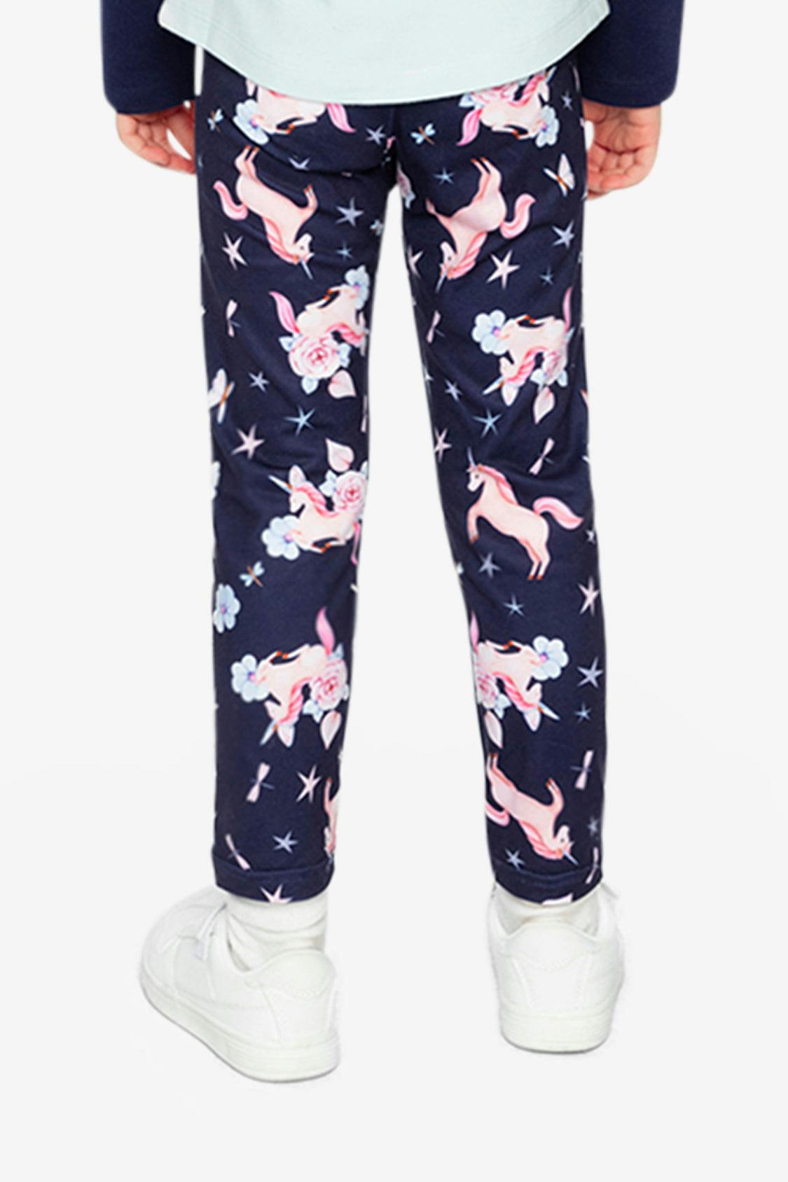 Printed Leggings Navy Unicorn Print