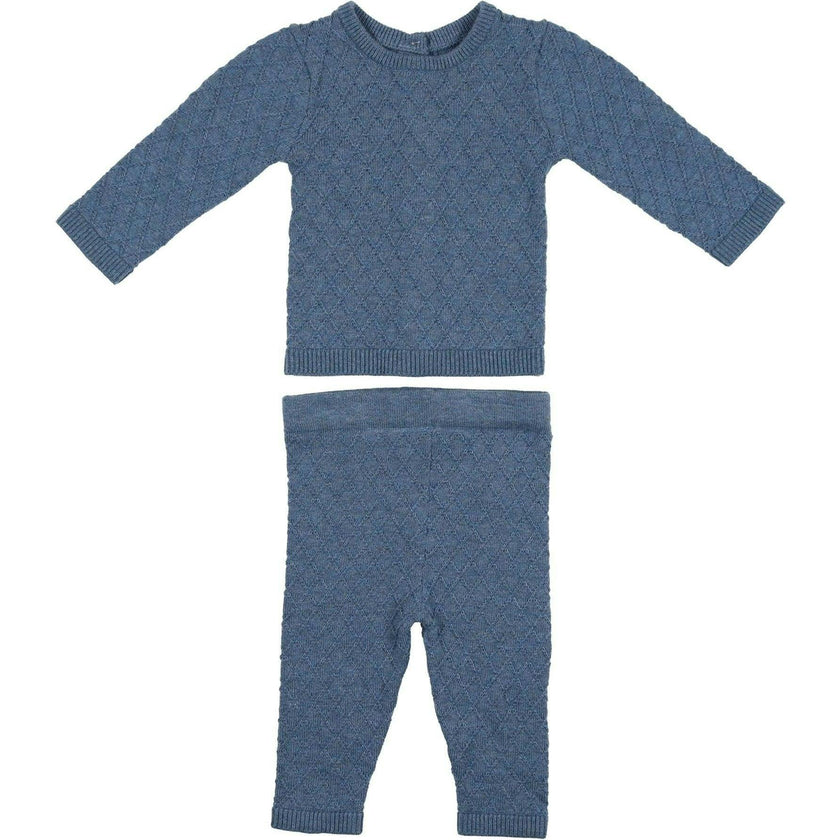 Argyle Fine Knit Long Sleeve Sweater & Pant 2-Piece Set.