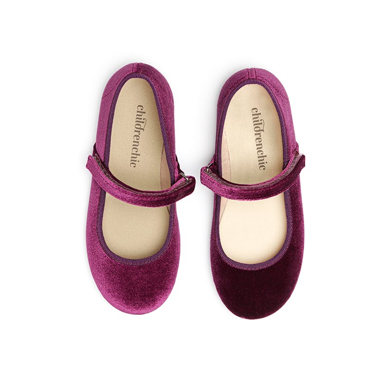Velcro Strapped Velvet Mary Jane Shoes