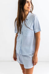 Blue Stripes Woman's Pima Cotton Short Pajama Set