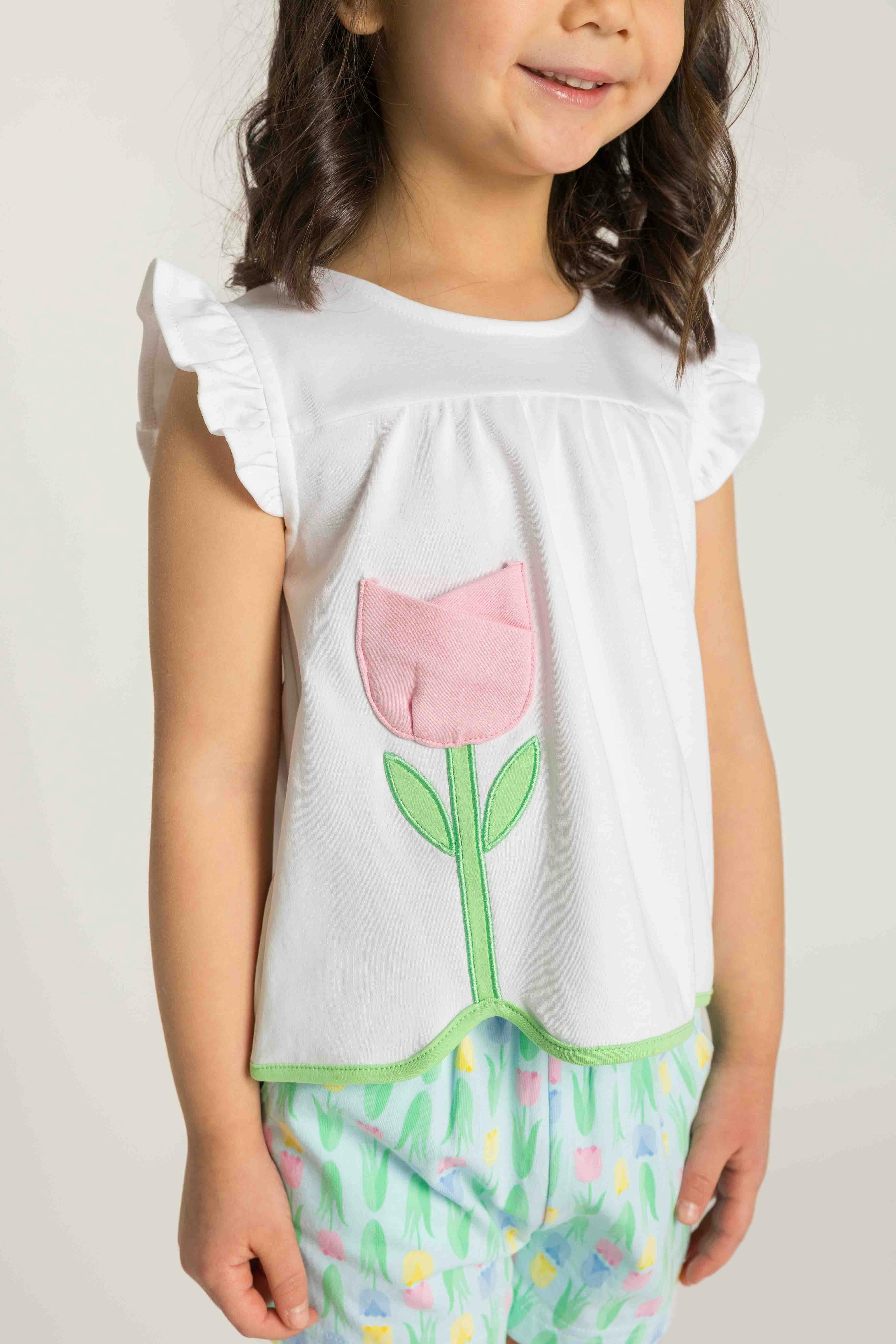 Printed Knit Tulip Short Set