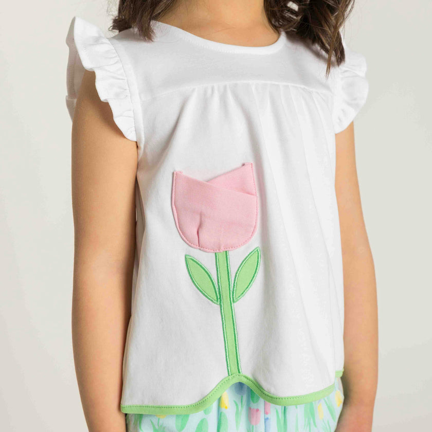 Printed Knit Tulip Short Set