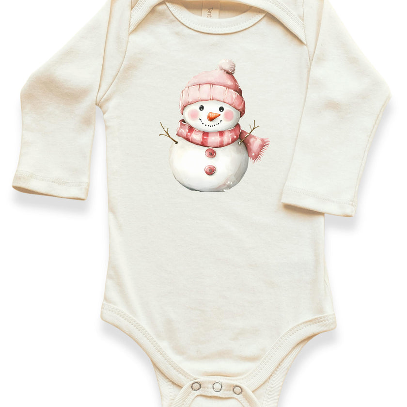 Snowman Organic Baby Bodysuit Long Sleeve