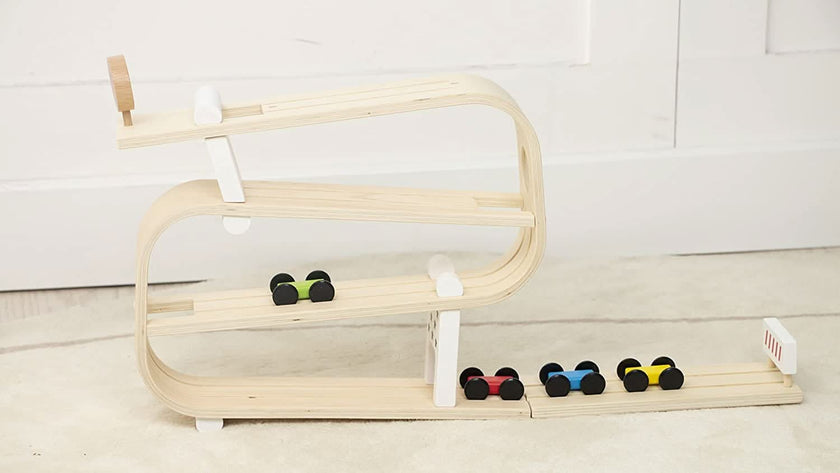 Avenlur Wooden Car Ramp Racer | Montessori Rolling Track Toy for Toddlers