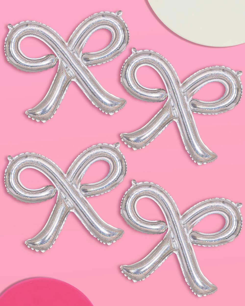 Shimmer Bow Balloons - 4 iridescent balloons