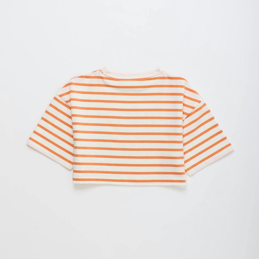 BIRDS STRIPED CROP TOP MANDARIN /WHITE