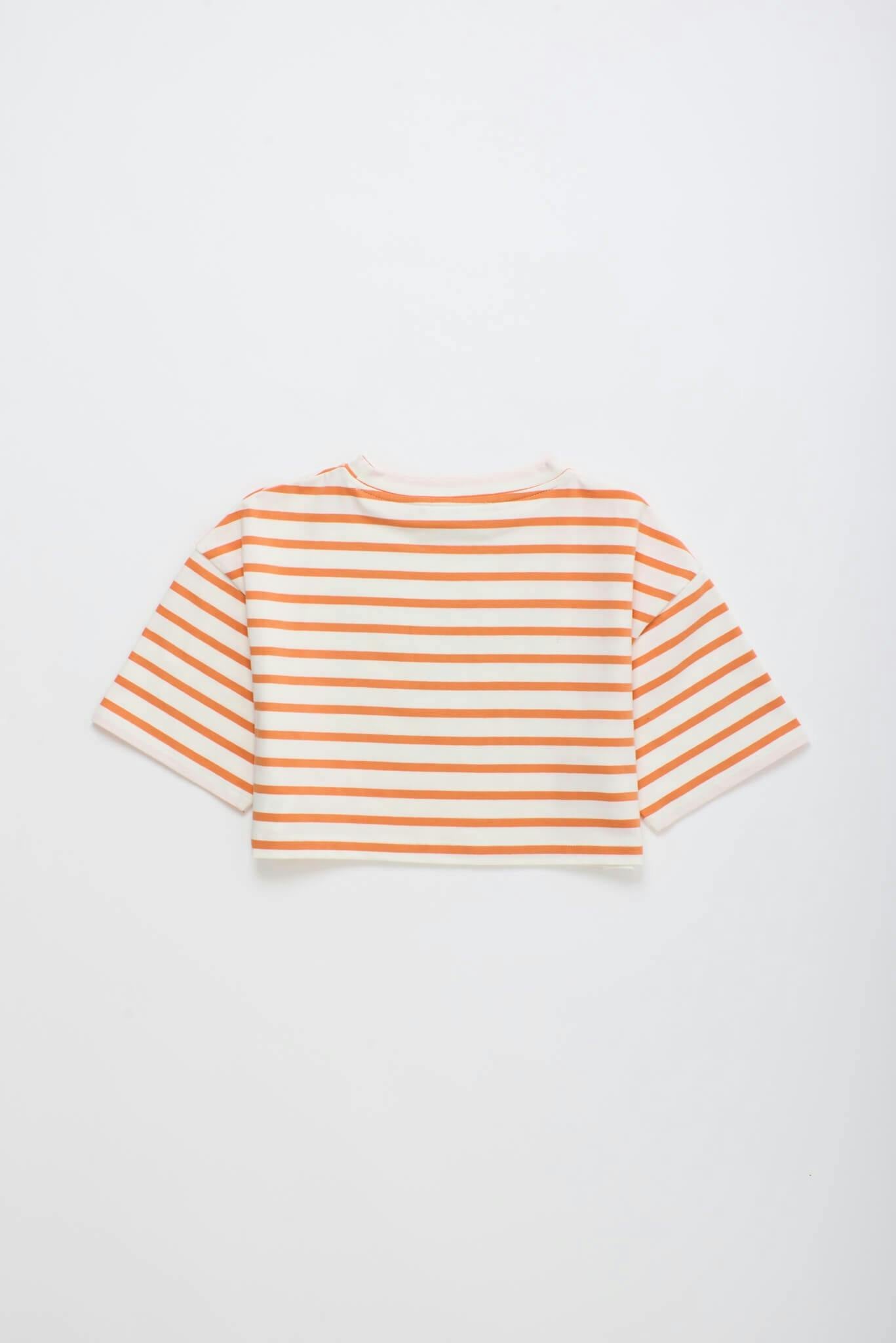 BIRDS STRIPED CROP TOP MANDARIN /WHITE