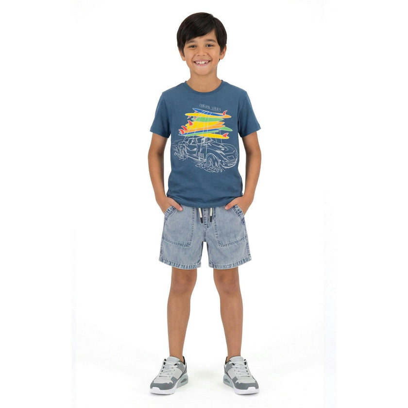 Big Kid Boys Graphic Tee | Navy Surfing
