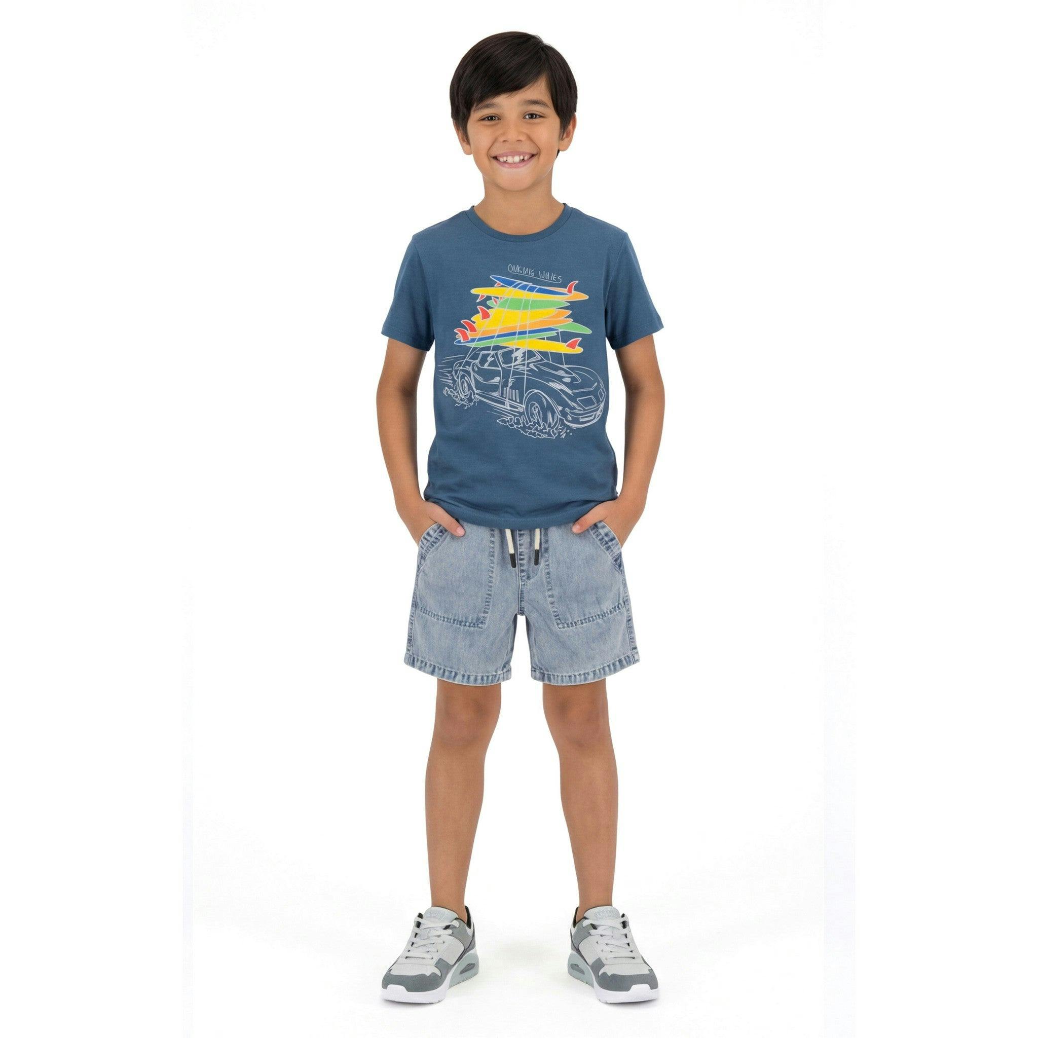 Big Kid Boys Graphic Tee | Navy Surfing