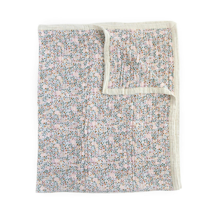 Cotton Muslin Quilted Throw - Pressed Petals