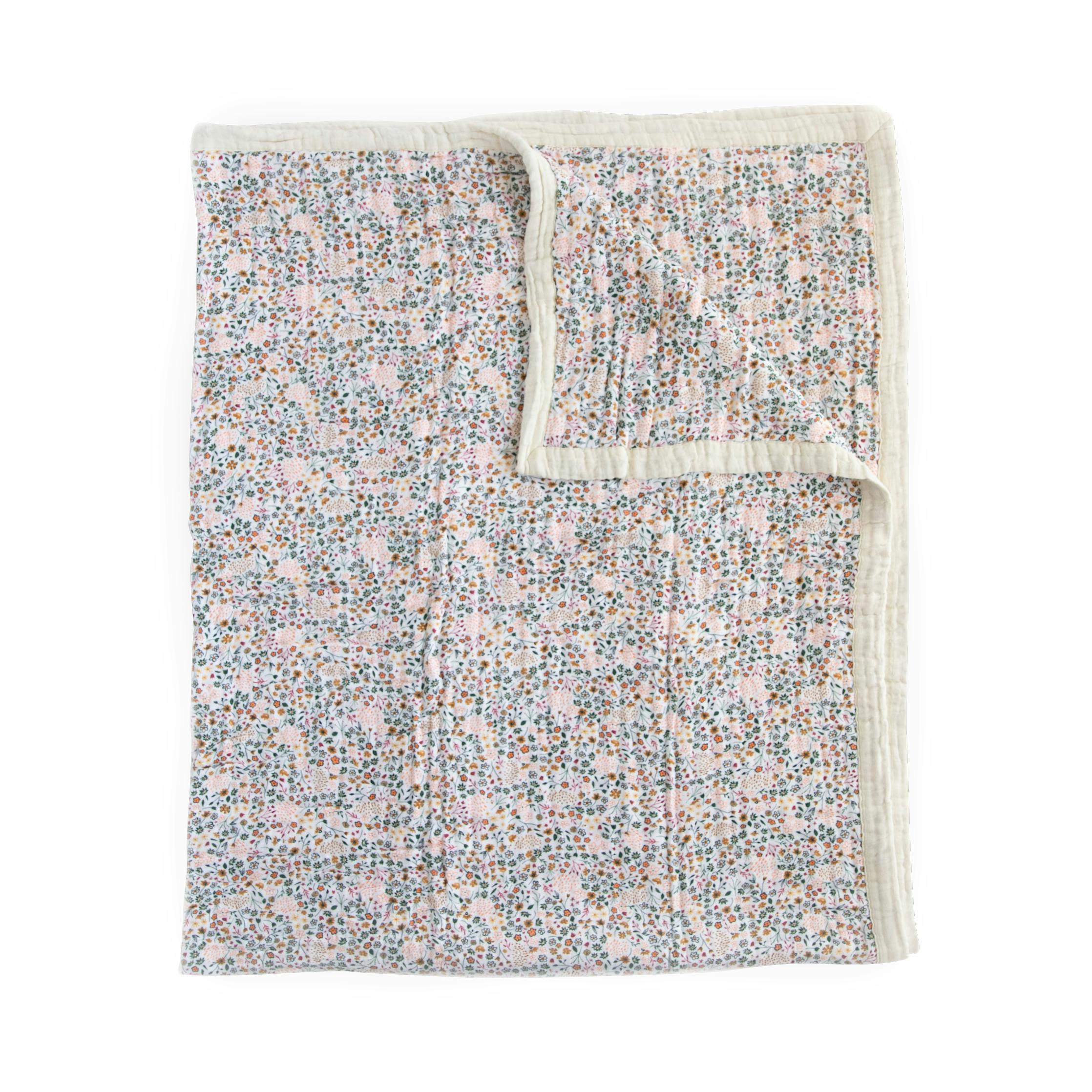 Cotton Muslin Quilted Throw - Pressed Petals