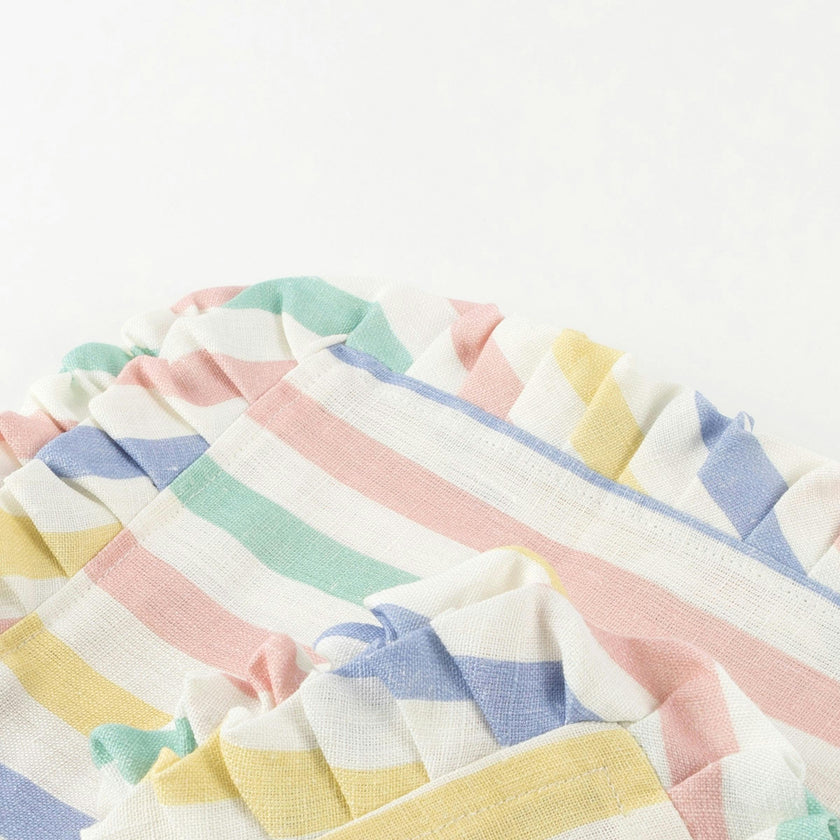 Multicolored Stripe Ruffle Napkins