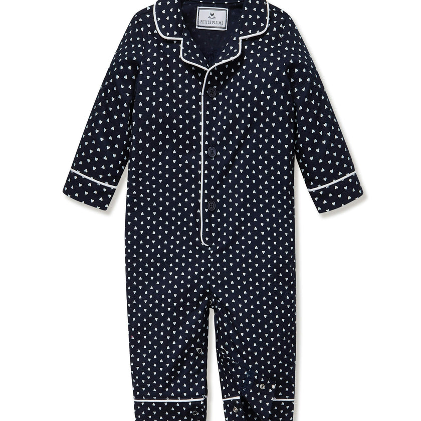 Baby's Twill Classic Romper in Midnight Hearts