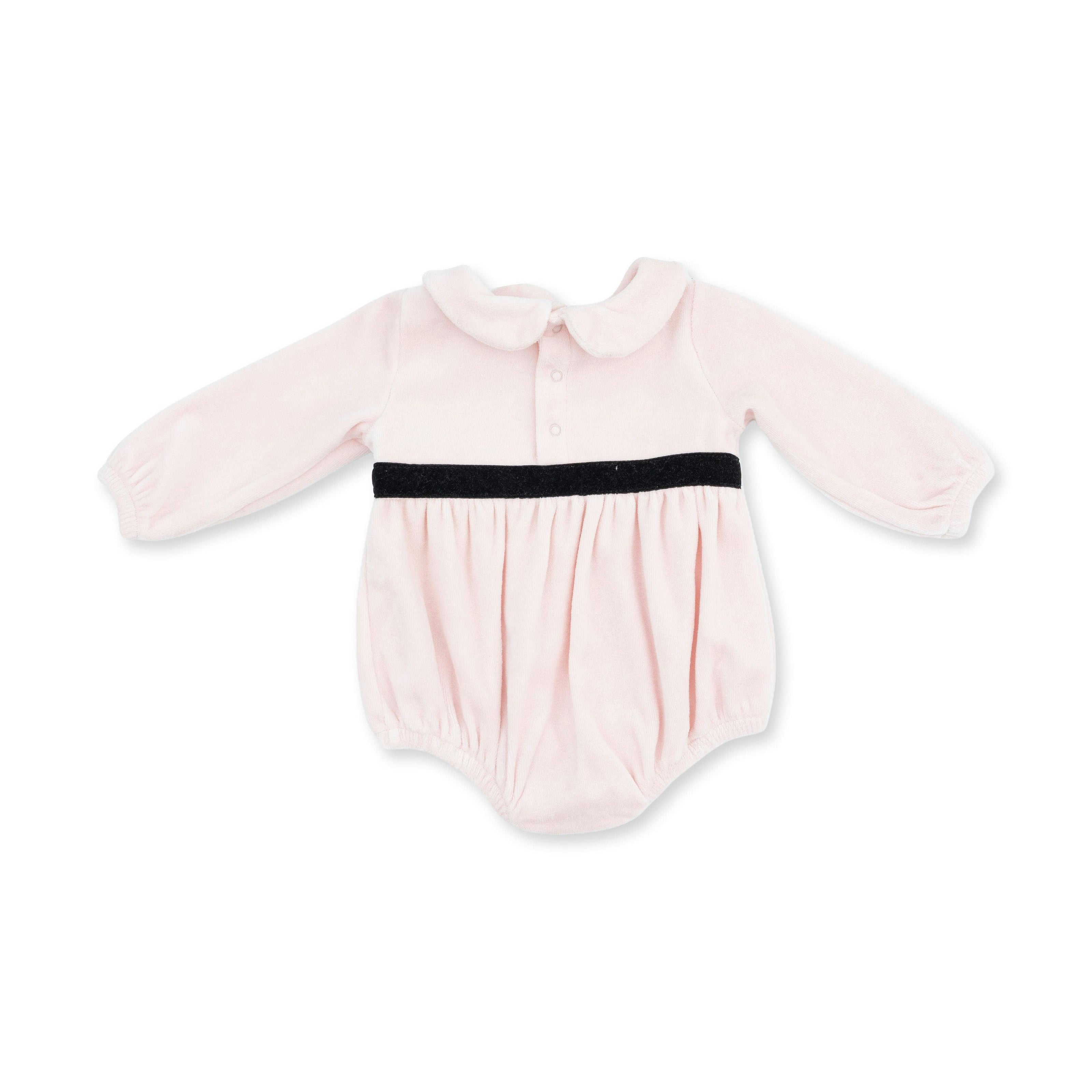 Velour Soft Pink - Velour Bubble with Peter Pan Collar