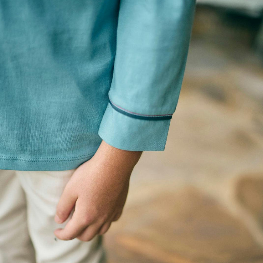 Jackson Long Sleeve Polo in Adriatic Blue
