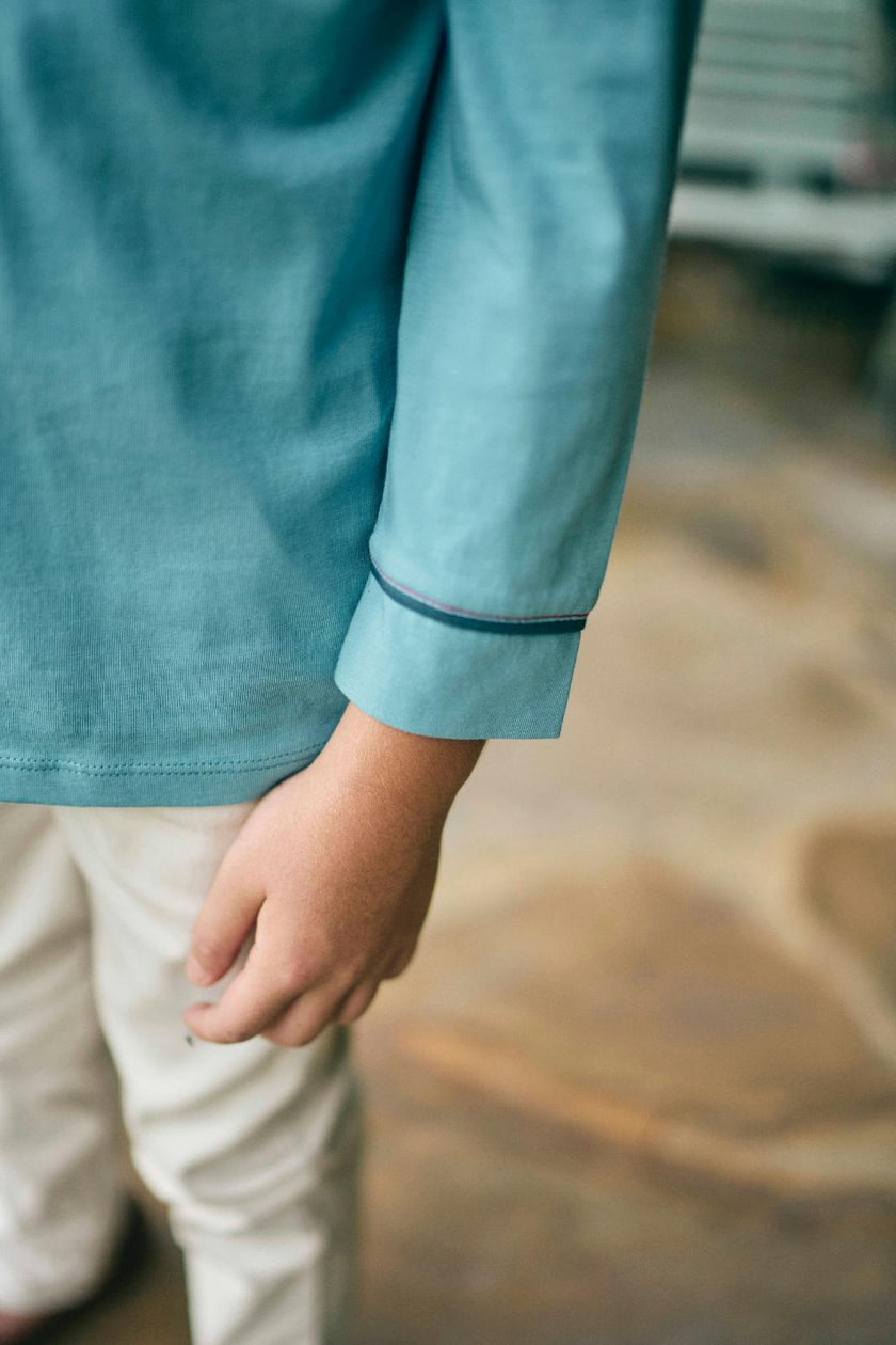 Jackson Long Sleeve Polo in Adriatic Blue
