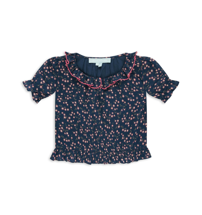 The Tiny Denver Top -  Daisy Ditsy Toss Navy