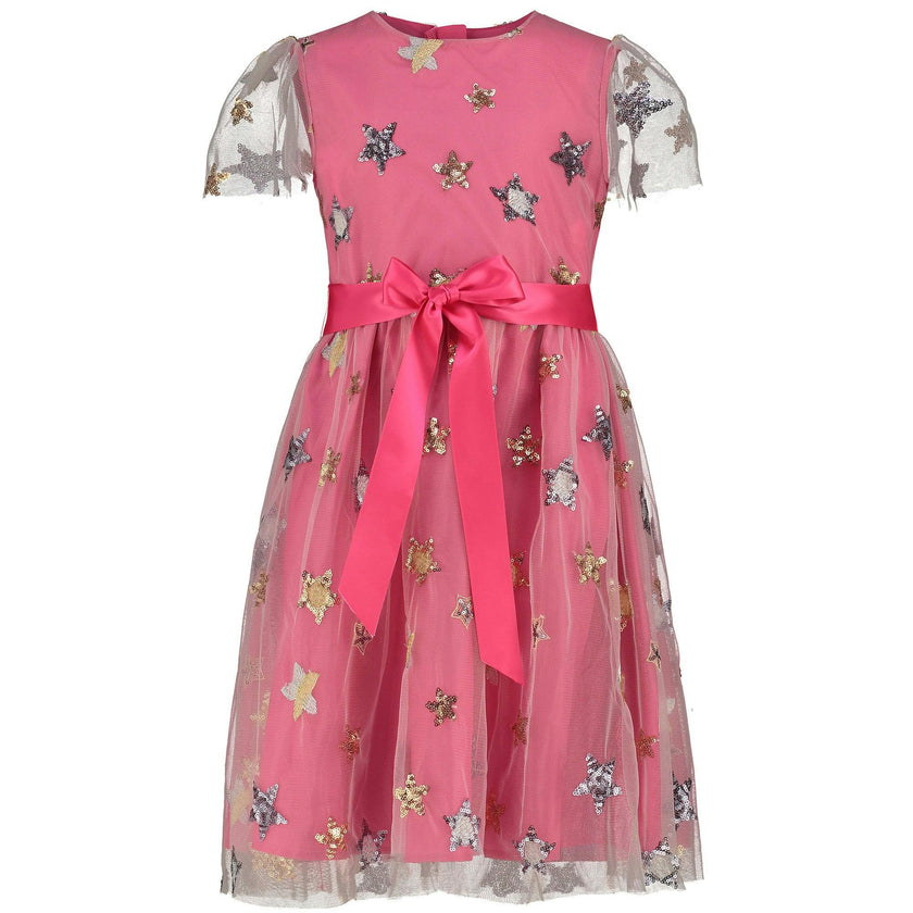 Aster Sequin Star Tulle Girls Party Dress