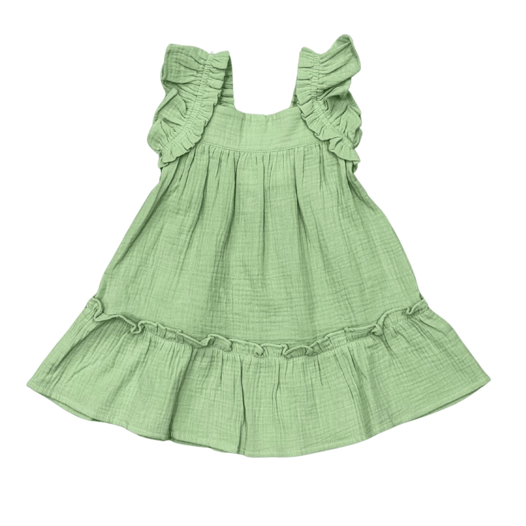 Girls Drop-Waist Peplum Dress in Summer Green