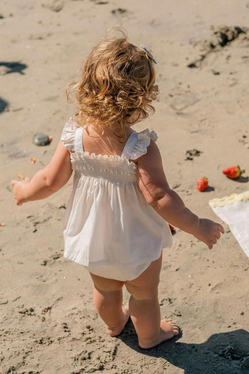 Embroidered Flutter Set in Ivory