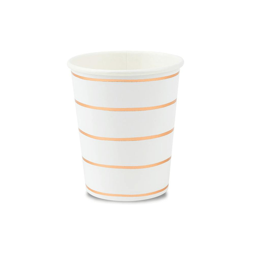Rose Gold Frenchie Striped 9 oz Cups