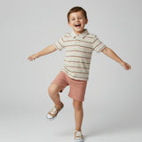Organic Collar Tee & Shorts Set - Terra Stripes
